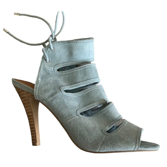 SEYCHELLES Baby Blue Suede "Play Along" Gladiator Stiletto Heels Size 8 - Picture 3 of 8